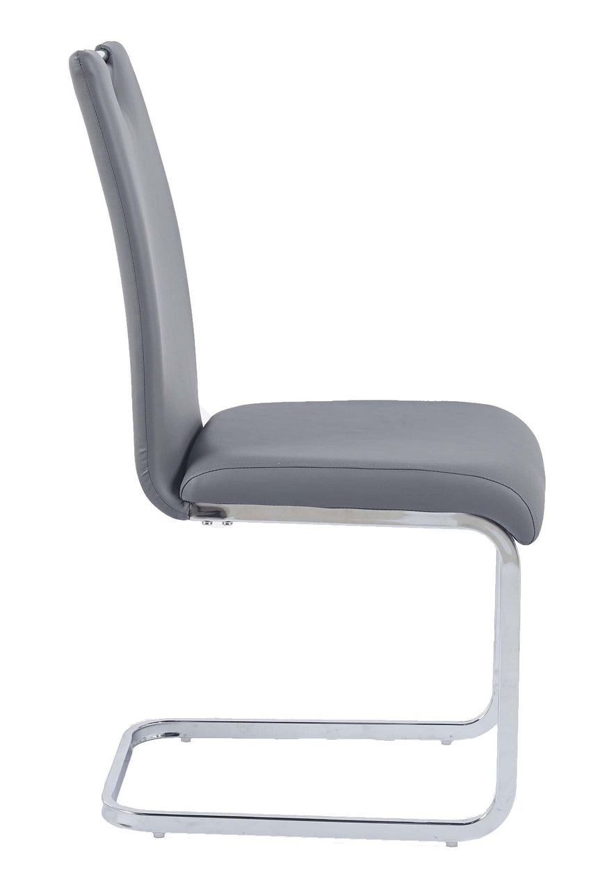Bianco Grey Faux Leather Dining Chair and Chrome Cantilever Base-5