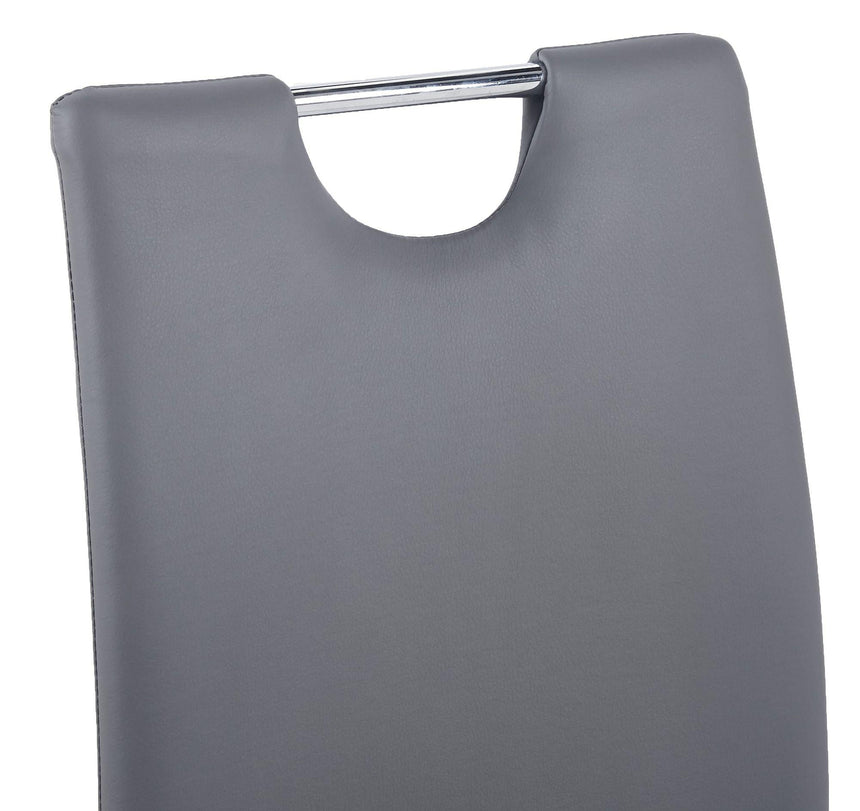 Bianco Grey Faux Leather Dining Chair and Chrome Cantilever Base-7