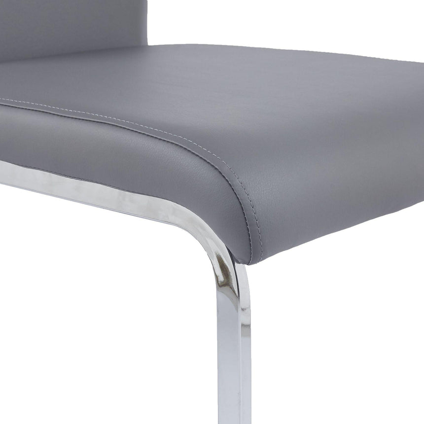 Bianco Grey Faux Leather Dining Chair and Chrome Cantilever Base-8