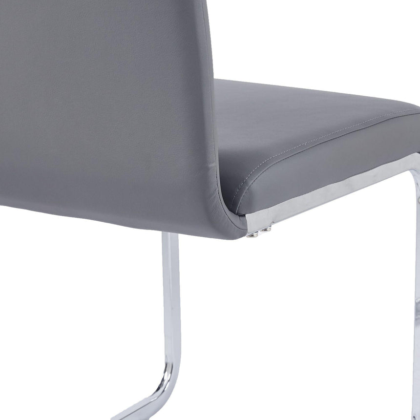 Bianco Grey Faux Leather Dining Chair and Chrome Cantilever Base-9