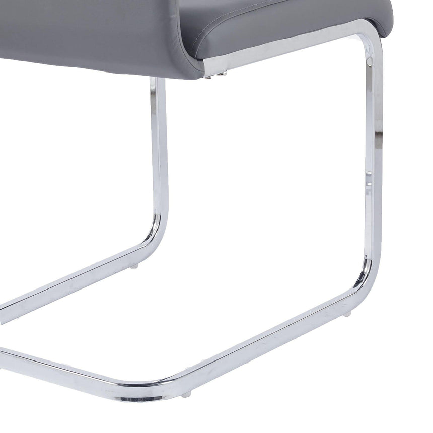 Bianco Grey Faux Leather Dining Chair and Chrome Cantilever Base-10