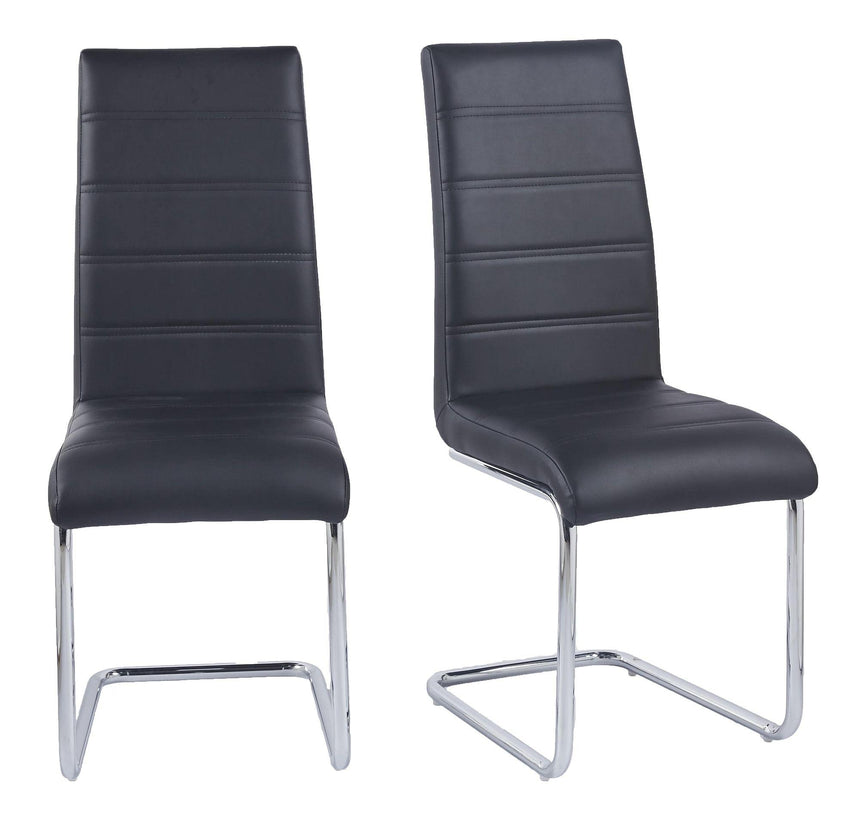 Roma Black Faux Leather Dining Chair and Chrome Cantilever Base-2