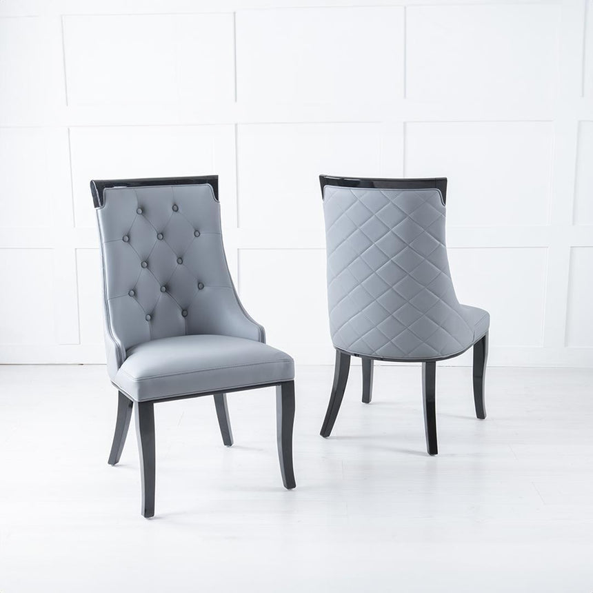 Milan White Marble Dining Set - Carmela Grey Faux Leather Chairs-4