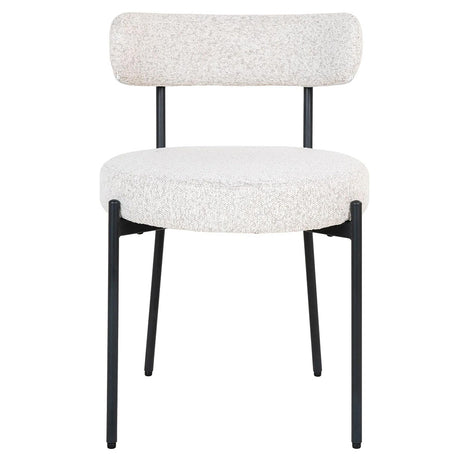 2 x Badalona White Boucle Fabric Dining Chair with Black Legs