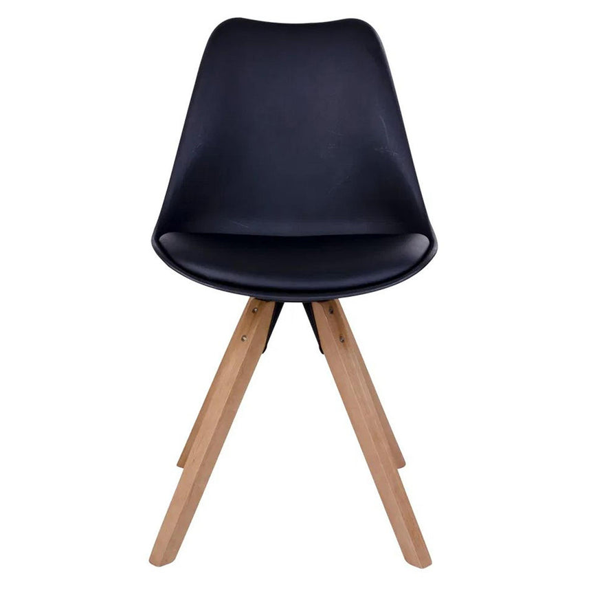 2 x Bergen Black Faux Leather Dining Chair with Natural Legs