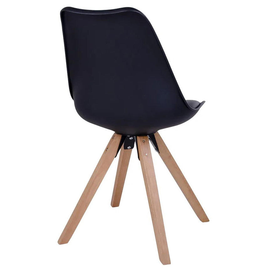 2 x Bergen Black Faux Leather Dining Chair with Natural Legs