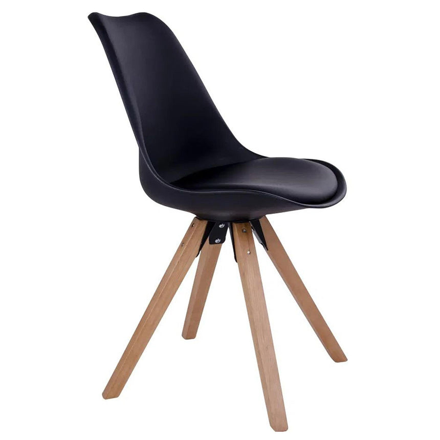 2 x Bergen Black Faux Leather Dining Chair with Natural Legs