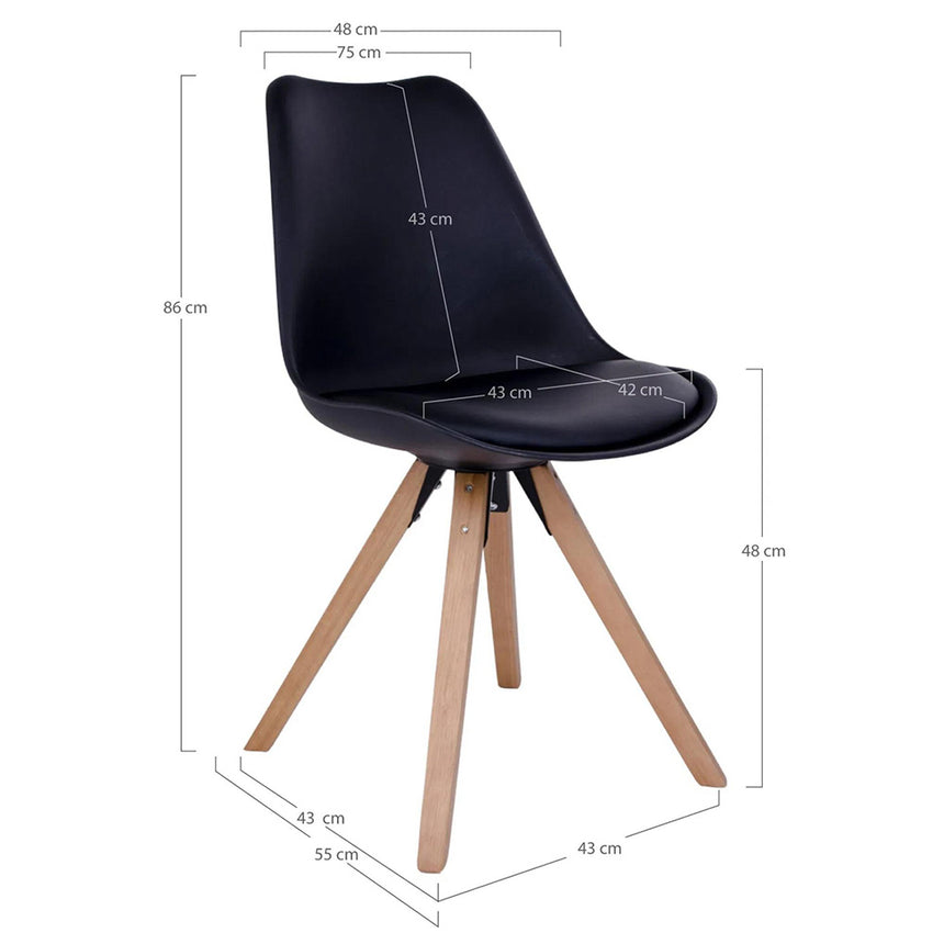 2 x Bergen Black Faux Leather Dining Chair with Natural Legs