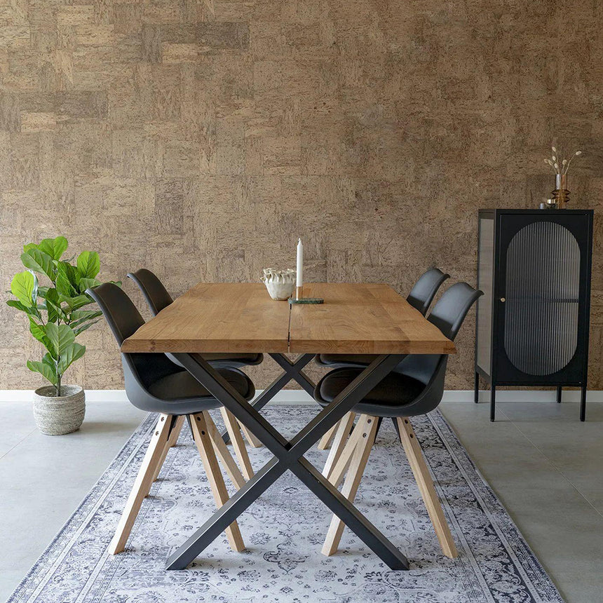 2 x Bergen Black Faux Leather Dining Chair with Natural Legs