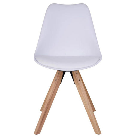 2 x Bergen White Faux Leather Dining Chair with Natural Legs