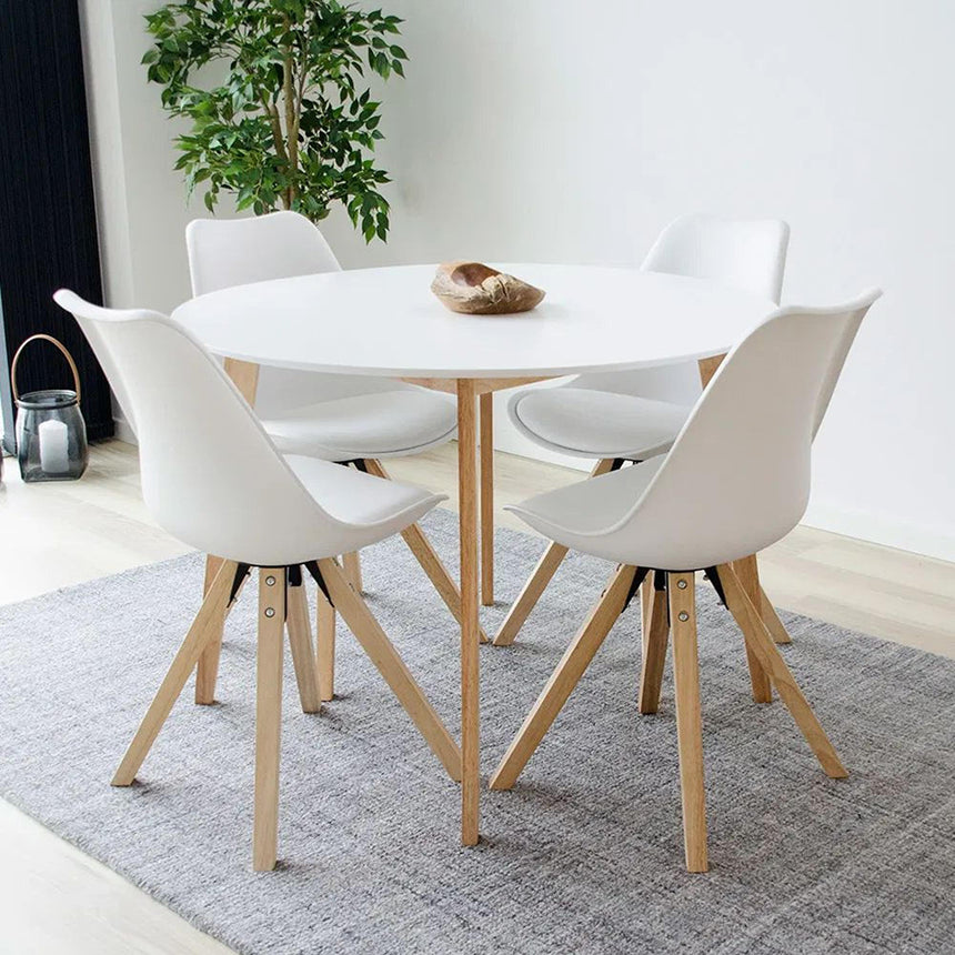 2 x Bergen White Faux Leather Dining Chair with Natural Legs