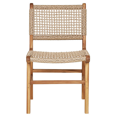 2 x Derby Polyrattan Natural Teak Wood Dining Chair