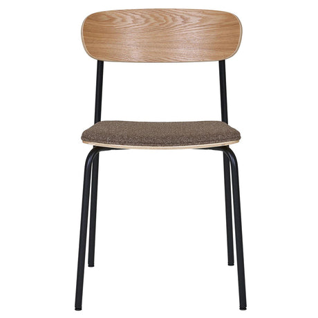 2 x Estepona Natural Ash Wood Brown Dining Chair with Black Legs