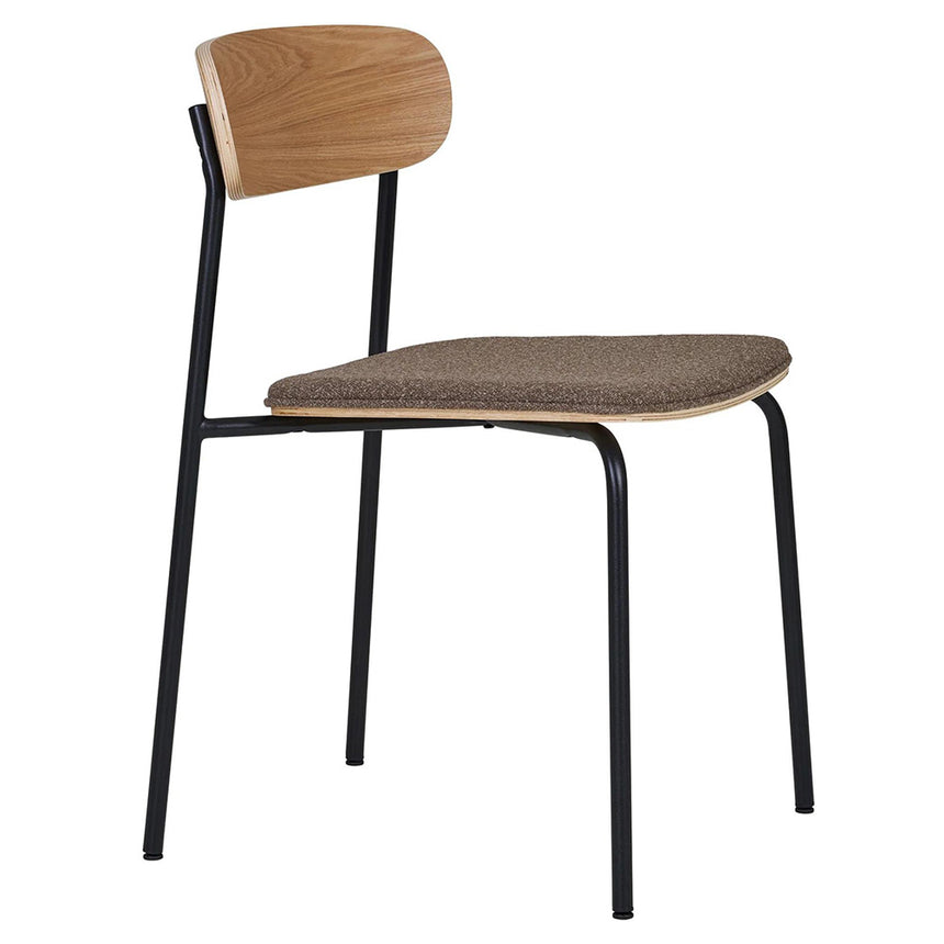 2 x Estepona Natural Ash Wood Brown Dining Chair with Black Legs