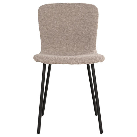 2 x Halden Beige Boucle Fabric Dining Chair with Black Legs