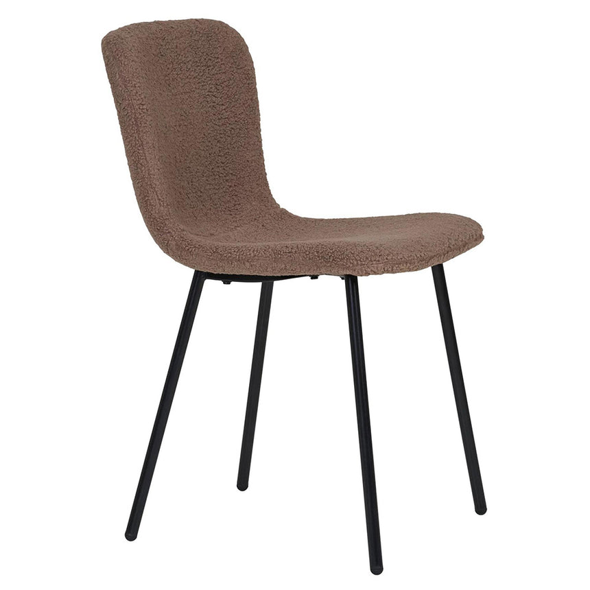2 x Halden Dark Fabric Brown Dining Chair with Black Legs