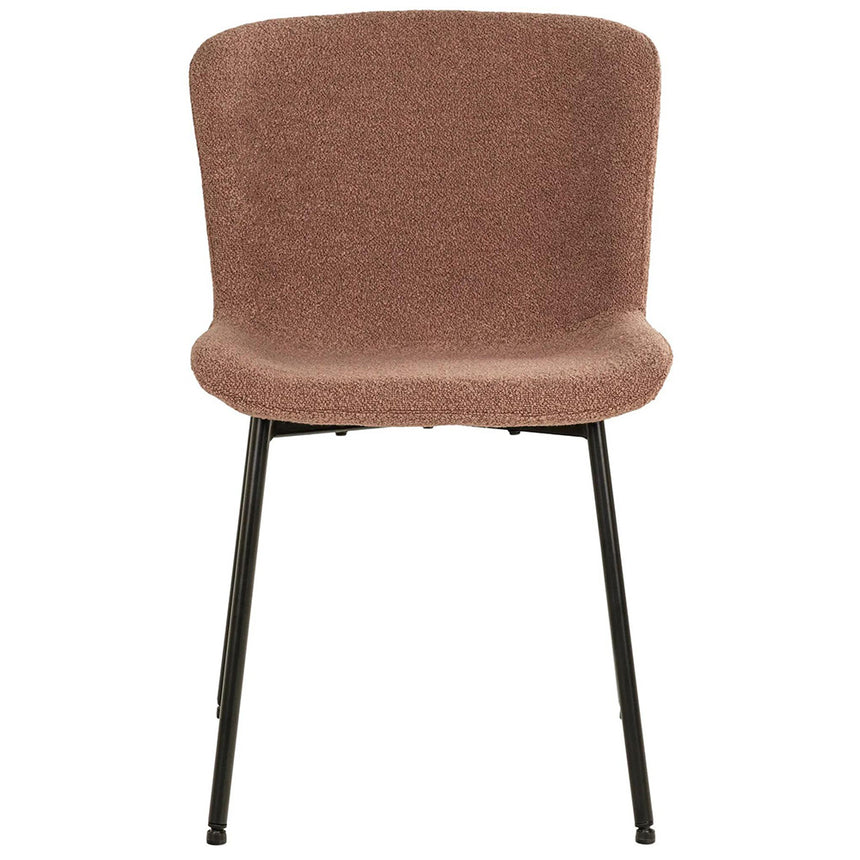 2 x Maceda Rust Boucle Fabric Dining Chair with Black Legs