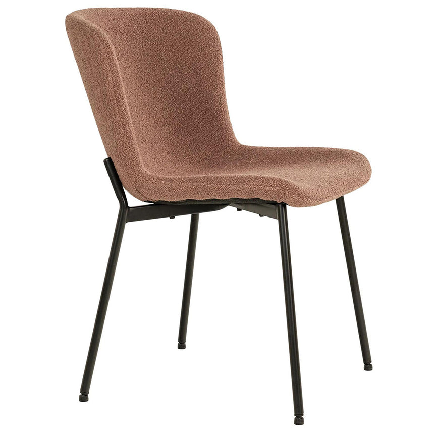 2 x Maceda Rust Boucle Fabric Dining Chair with Black Legs
