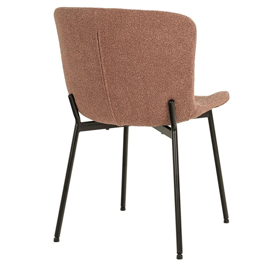 2 x Maceda Rust Boucle Fabric Dining Chair with Black Legs