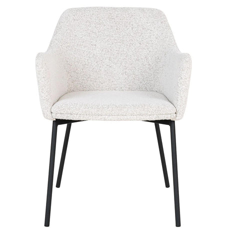 2 x Melilla White Fabric Boucle Dining Chair with Black Legs