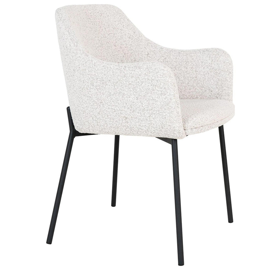 2 x Melilla White Fabric Boucle Dining Chair with Black Legs