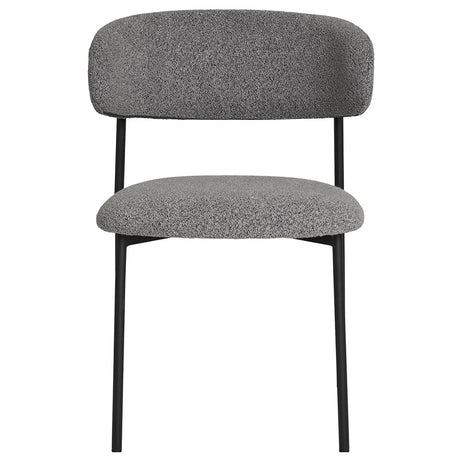 2 x Mira Light Grey Boucle Fabric Dining Chair with Black Legs