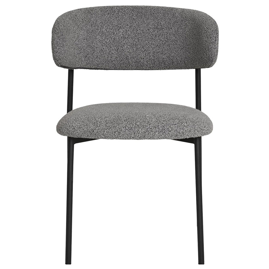 2 x Mira Light Grey Boucle Fabric Dining Chair with Black Legs
