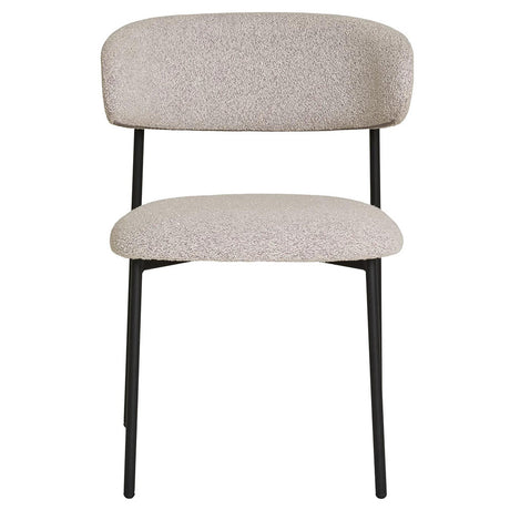 2 x Mira Sand Grey Boucle Fabric Dining Chair with Black Legs
