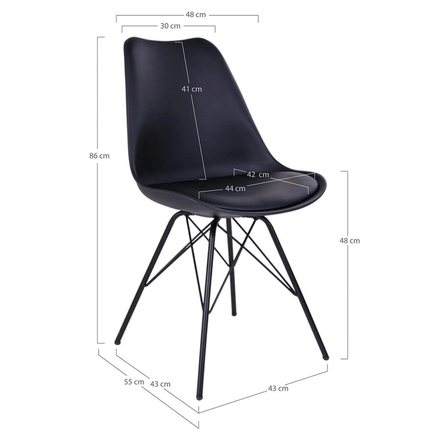 2 x Oslo Black Faux Leather Dining Chair