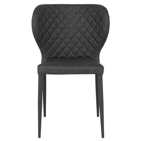 2 x Pisa Dark Grey Faux Leather Dining Chair with Black Legs