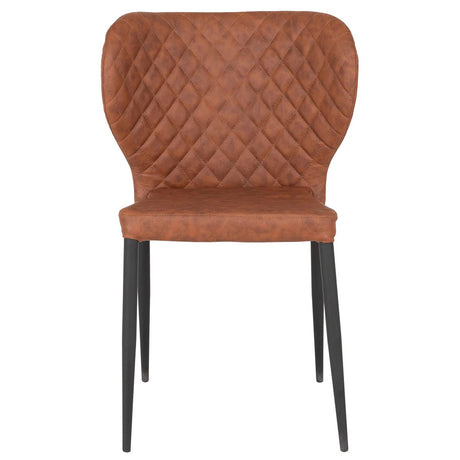 2 x Pisa Vintage Brown Faux Leather Dining Chair with Black Legs