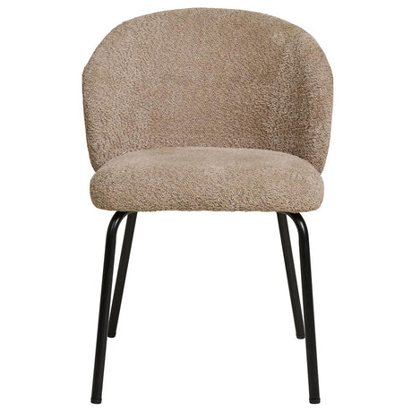 2 x Safira Beige Boucle Dining Chair with Black Legs