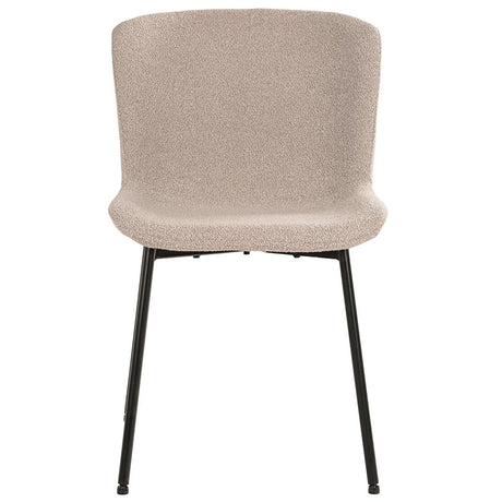 2 x Maceda Beige Boucle Fabric Dining Chair with Black Legs