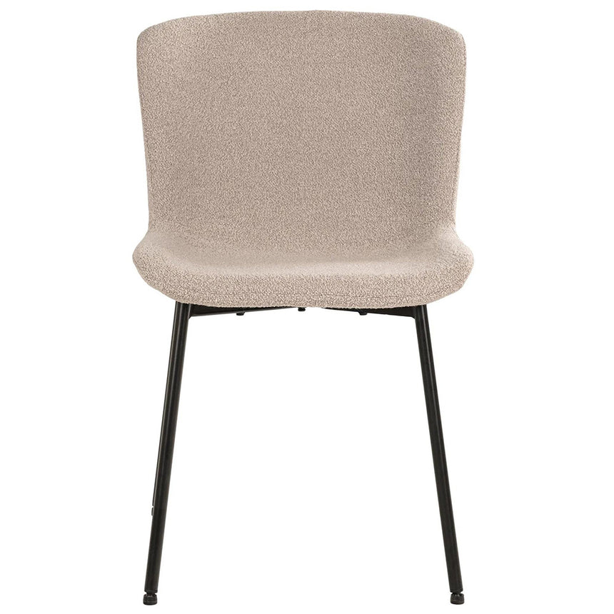 2 x Maceda Beige Boucle Fabric Dining Chair with Black Legs