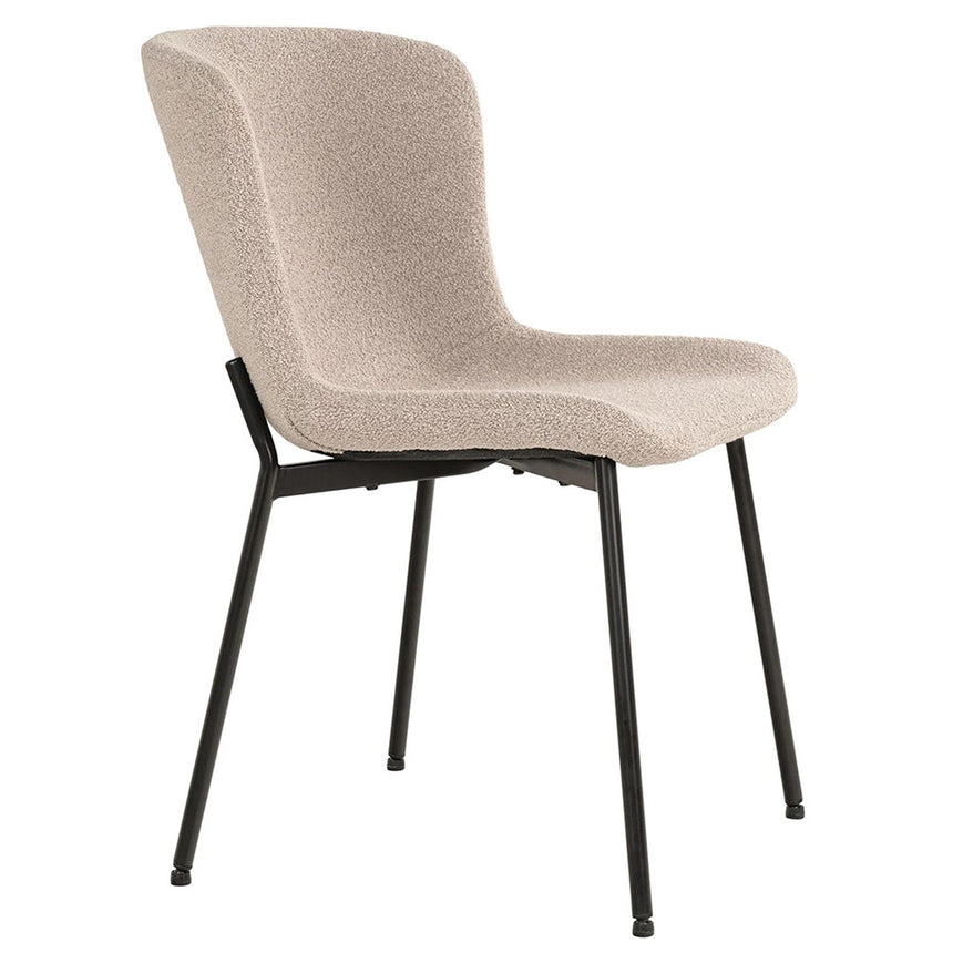 2 x Maceda Beige Boucle Fabric Dining Chair with Black Legs