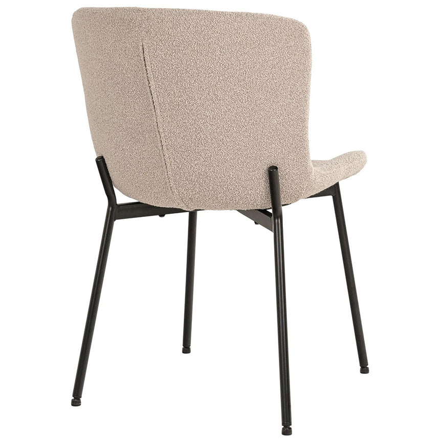 2 x Maceda Beige Boucle Fabric Dining Chair with Black Legs