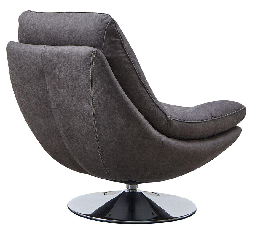 Vento Dark Grey Fabric Swivel Chair and Footstool-5