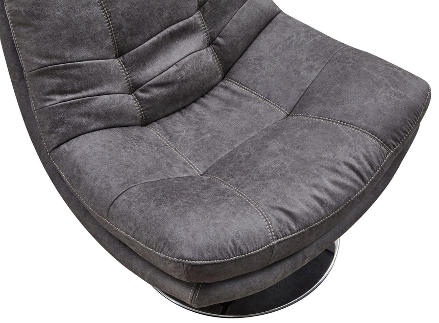 Vento Dark Grey Fabric Swivel Chair and Footstool-8