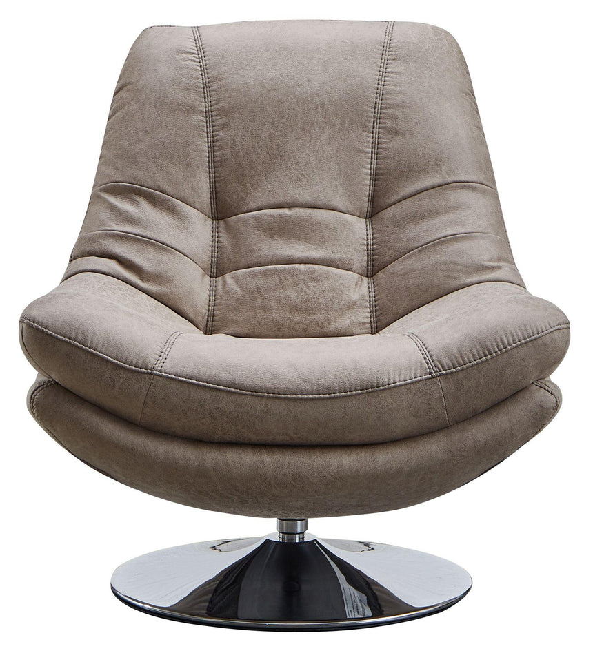 Vento Light Grey Fabric Swivel Chair and Footstool-2