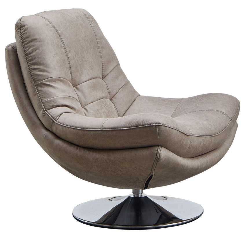 Vento Light Grey Fabric Swivel Chair and Footstool-3