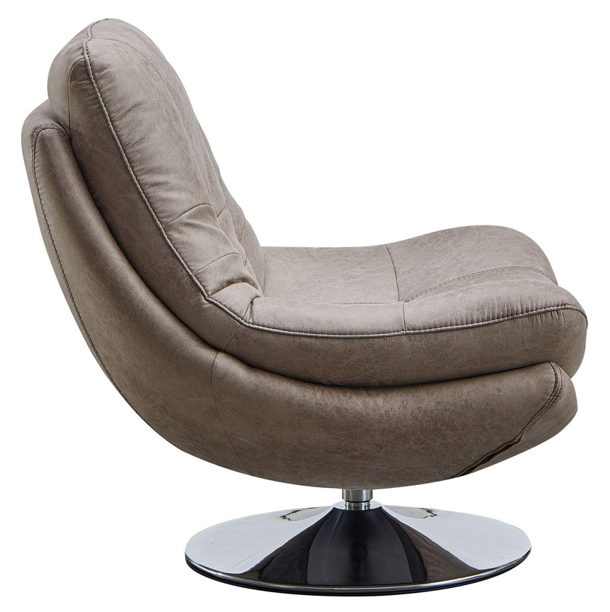 Vento Light Grey Fabric Swivel Chair and Footstool-4