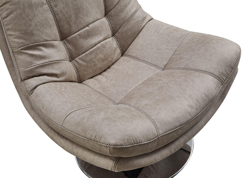 Vento Light Grey Fabric Swivel Chair and Footstool-8
