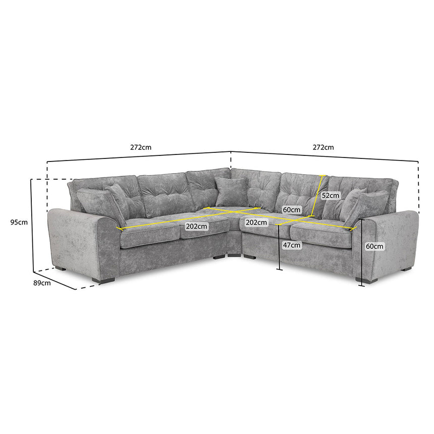 Charme Grey Fabric Large Corner Sofa