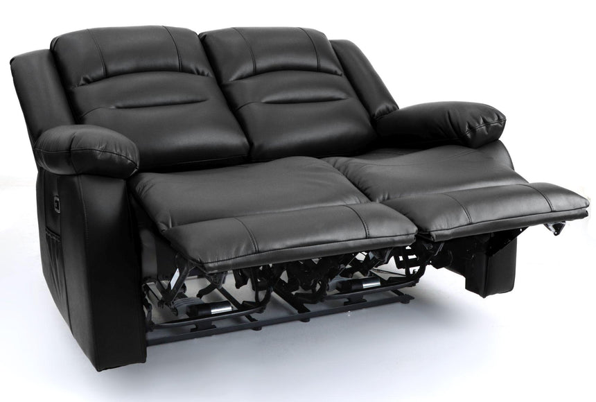 Alva Black Faux Leather Electric Recliner 2 Seater Sofa-2