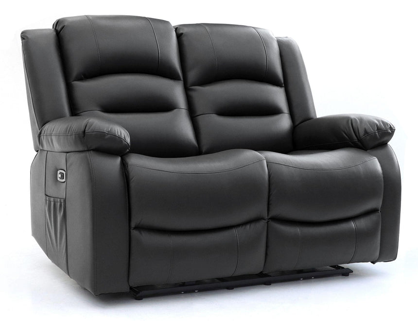 Alva Black Faux Leather Electric Recliner 2 Seater Sofa-3
