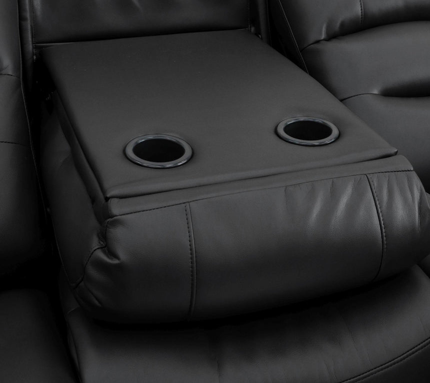 Alva Black Faux Leather Electric Recliner 2 Seater Sofa-7