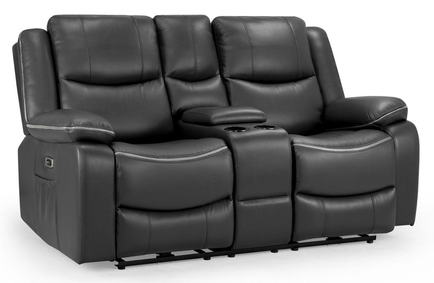 Harald Black Faux Leather Electric Recliner 2 Seater Sofa-3