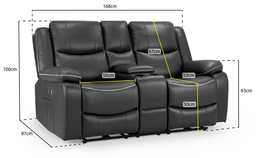 Harald Black Faux Leather Electric Recliner 2 Seater Sofa-9