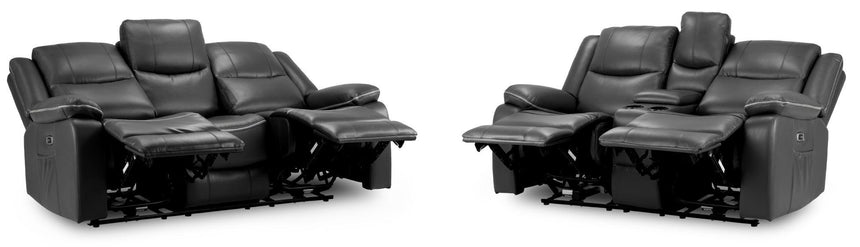 Harald Black Faux Leather Electric Recliner 3+2 Seater Sofa-2