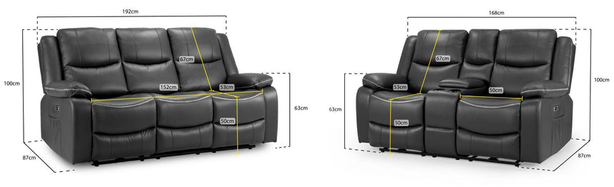 Harald Black Faux Leather Electric Recliner 3+2 Seater Sofa-9
